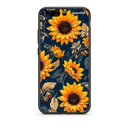 huawei p10 Autumn Sunflowers Θήκη από τη Smartfits με σχέδιο στο πίσω μέρος και μαύρο περίβλημα | Smartphone case with colorful back and black bezels by Smartfits