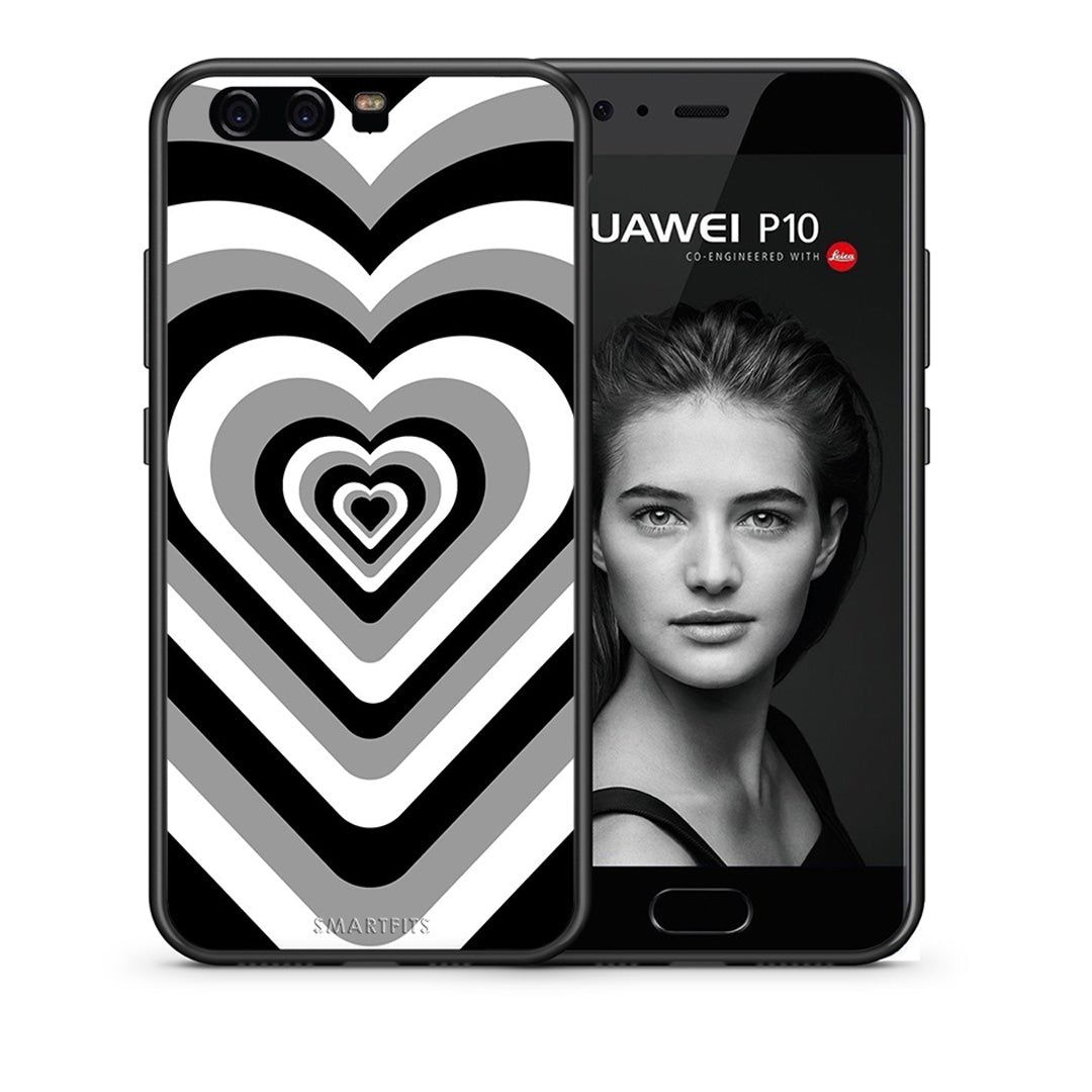 Θήκη Huawei P10 Lite Black Hearts από τη Smartfits με σχέδιο στο πίσω μέρος και μαύρο περίβλημα | Huawei P10 Lite Black Hearts case with colorful back and black bezels