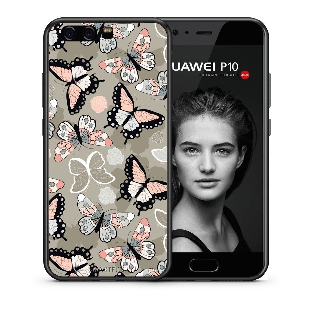 Θήκη Huawei P10 Lite Butterflies Boho από τη Smartfits με σχέδιο στο πίσω μέρος και μαύρο περίβλημα | Huawei P10 Lite Butterflies Boho case with colorful back and black bezels