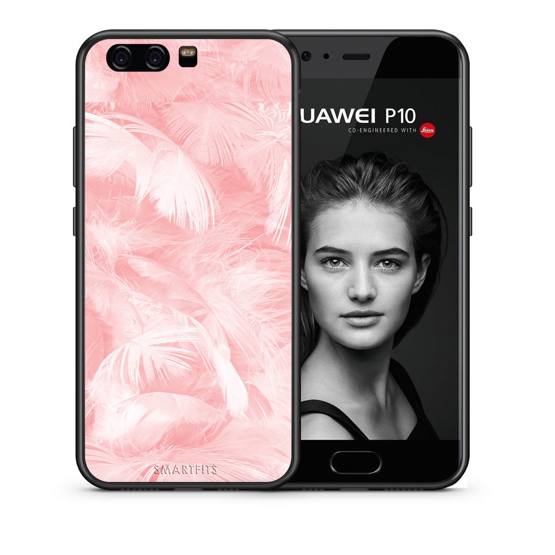 Θήκη Huawei P10 Lite Pink Feather Boho από τη Smartfits με σχέδιο στο πίσω μέρος και μαύρο περίβλημα | Huawei P10 Lite Pink Feather Boho case with colorful back and black bezels