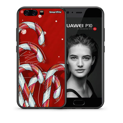 Θήκη Huawei P10 Lite Candy Cane από τη Smartfits με σχέδιο στο πίσω μέρος και μαύρο περίβλημα | Huawei P10 Lite Candy Cane case with colorful back and black bezels