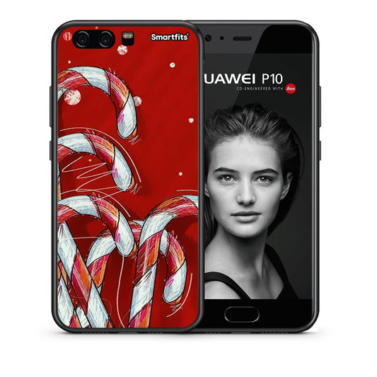 Θήκη Huawei P10 Lite Candy Cane από τη Smartfits με σχέδιο στο πίσω μέρος και μαύρο περίβλημα | Huawei P10 Lite Candy Cane case with colorful back and black bezels