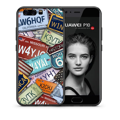 Θήκη Huawei P10 Lite Car Plates από τη Smartfits με σχέδιο στο πίσω μέρος και μαύρο περίβλημα | Huawei P10 Lite Car Plates case with colorful back and black bezels