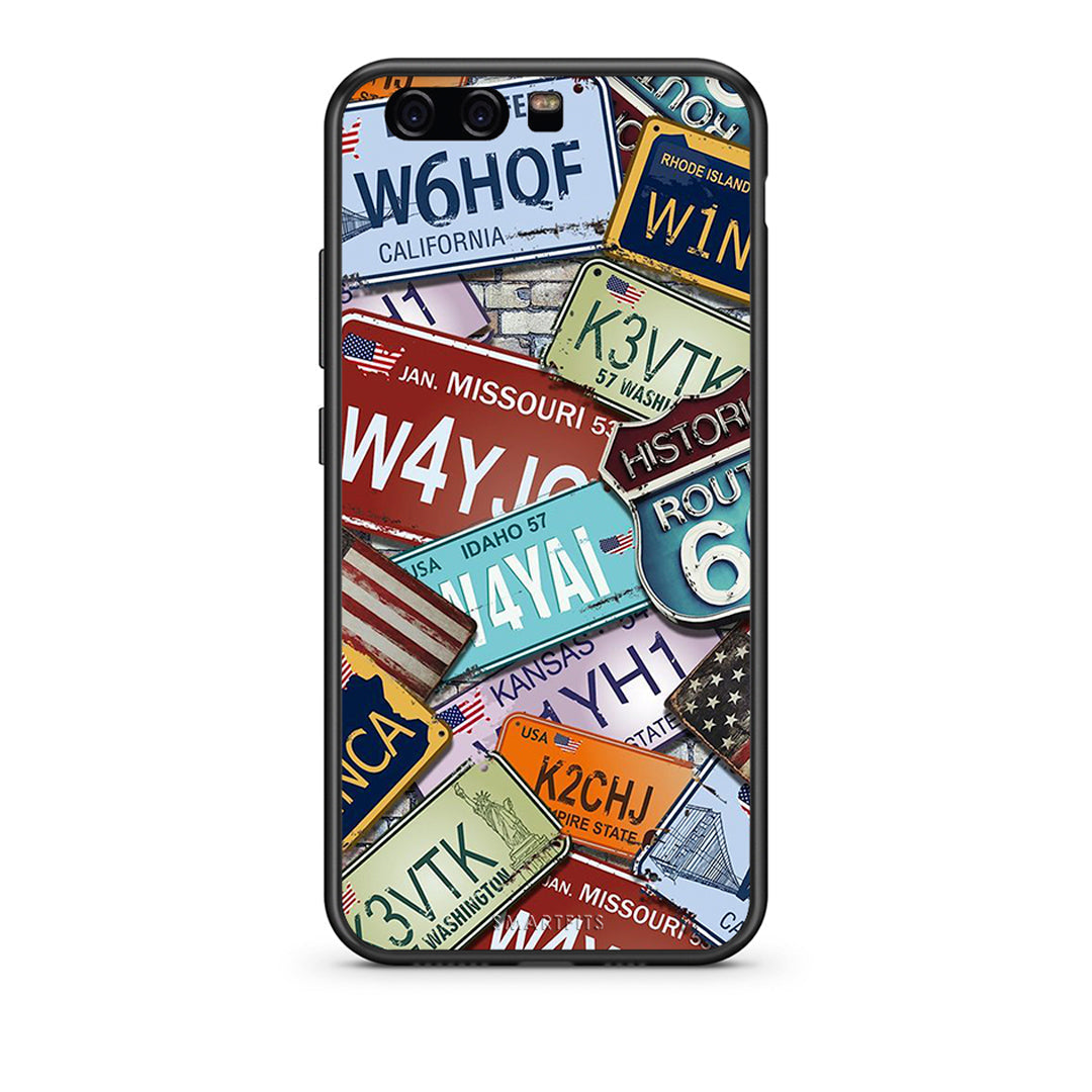 Huawei P10 Lite Car Plates θήκη από τη Smartfits με σχέδιο στο πίσω μέρος και μαύρο περίβλημα | Smartphone case with colorful back and black bezels by Smartfits