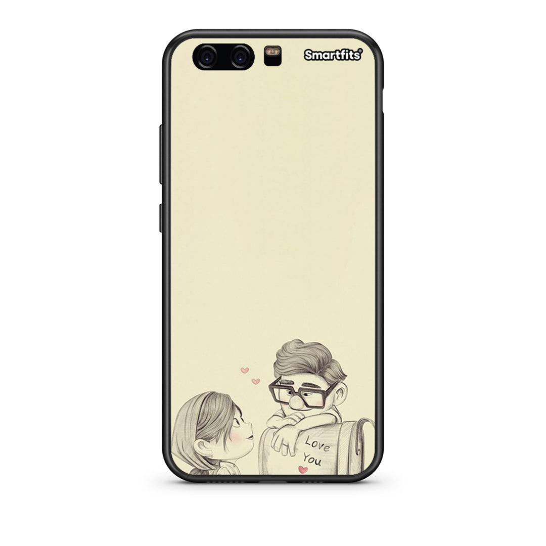 Huawei P10 Lite Carl And Ellie θήκη από τη Smartfits με σχέδιο στο πίσω μέρος και μαύρο περίβλημα | Smartphone case with colorful back and black bezels by Smartfits