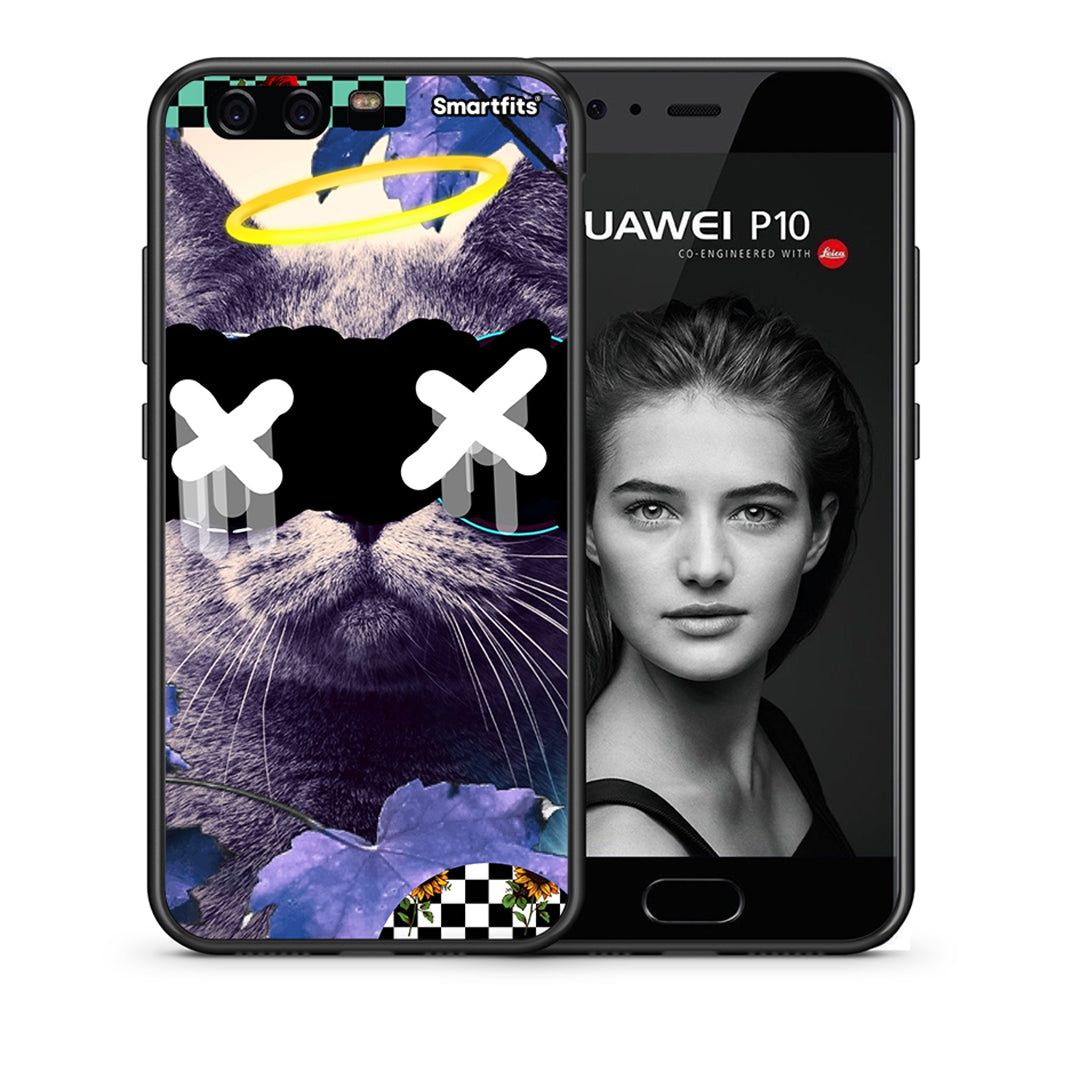 Θήκη Huawei P10 Cat Collage από τη Smartfits με σχέδιο στο πίσω μέρος και μαύρο περίβλημα | Huawei P10 Cat Collage case with colorful back and black bezels