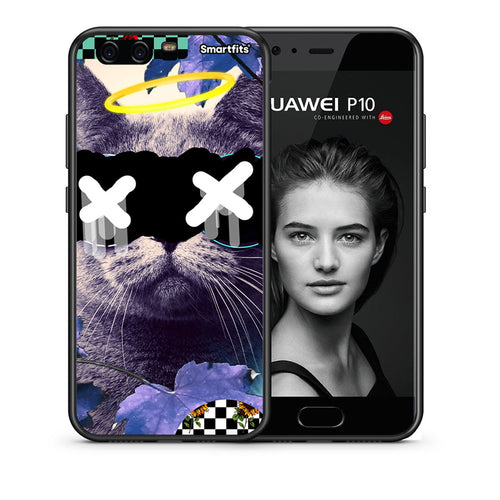 Θήκη Huawei P10 Cat Collage από τη Smartfits με σχέδιο στο πίσω μέρος και μαύρο περίβλημα | Huawei P10 Cat Collage case with colorful back and black bezels