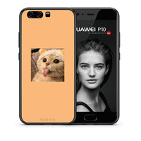 Thumbnail for Θήκη Huawei P10 Lite Cat Tongue από τη Smartfits με σχέδιο στο πίσω μέρος και μαύρο περίβλημα | Huawei P10 Lite Cat Tongue case with colorful back and black bezels