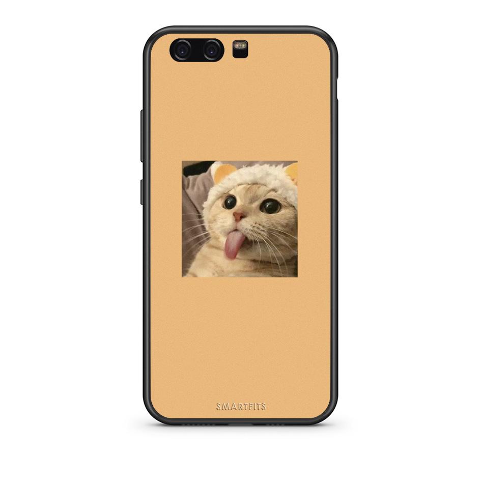 Huawei P10 Lite Cat Tongue θήκη από τη Smartfits με σχέδιο στο πίσω μέρος και μαύρο περίβλημα | Smartphone case with colorful back and black bezels by Smartfits