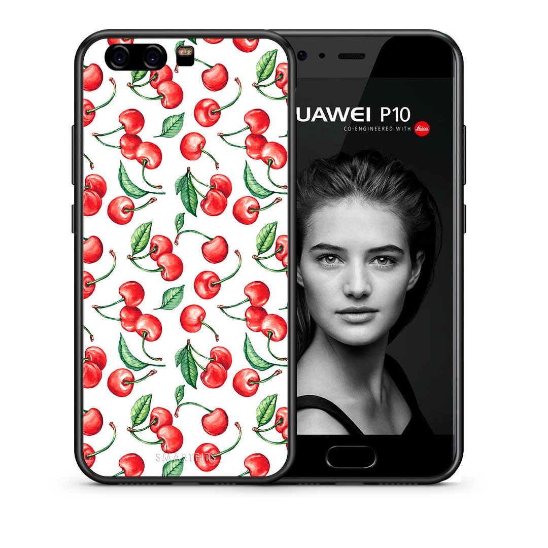 Θήκη Huawei P10 Cherry Summer από τη Smartfits με σχέδιο στο πίσω μέρος και μαύρο περίβλημα | Huawei P10 Cherry Summer case with colorful back and black bezels