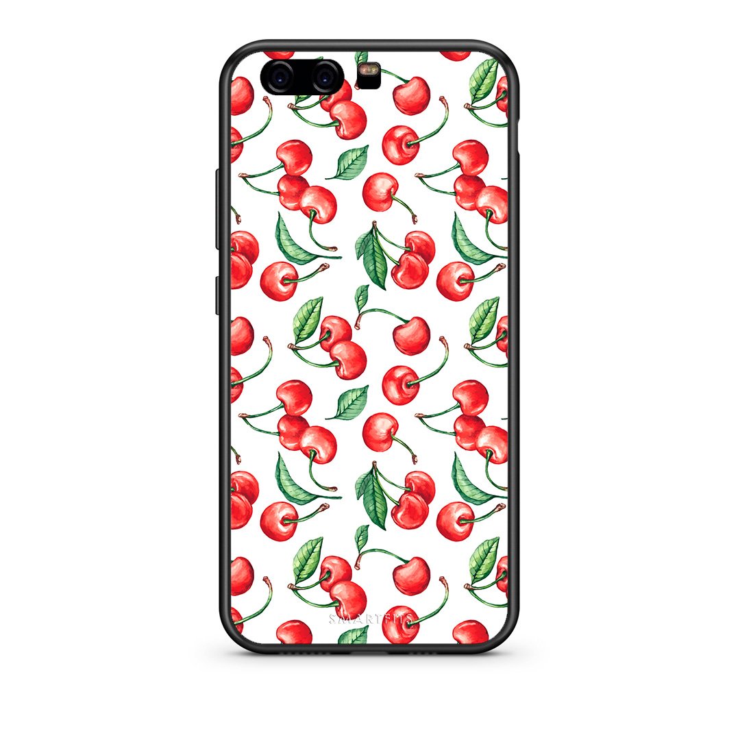 Huawei P10 Lite Cherry Summer θήκη από τη Smartfits με σχέδιο στο πίσω μέρος και μαύρο περίβλημα | Smartphone case with colorful back and black bezels by Smartfits