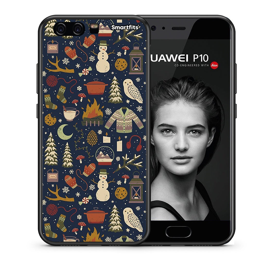 Θήκη Huawei P10 Christmas Elements από τη Smartfits με σχέδιο στο πίσω μέρος και μαύρο περίβλημα | Huawei P10 Christmas Elements case with colorful back and black bezels