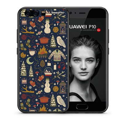 Θήκη Huawei P10 Lite Christmas Elements από τη Smartfits με σχέδιο στο πίσω μέρος και μαύρο περίβλημα | Huawei P10 Lite Christmas Elements case with colorful back and black bezels