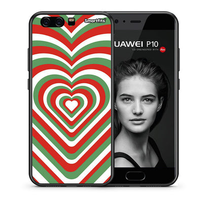 Θήκη Huawei P10 Lite Christmas Hearts από τη Smartfits με σχέδιο στο πίσω μέρος και μαύρο περίβλημα | Huawei P10 Lite Christmas Hearts case with colorful back and black bezels