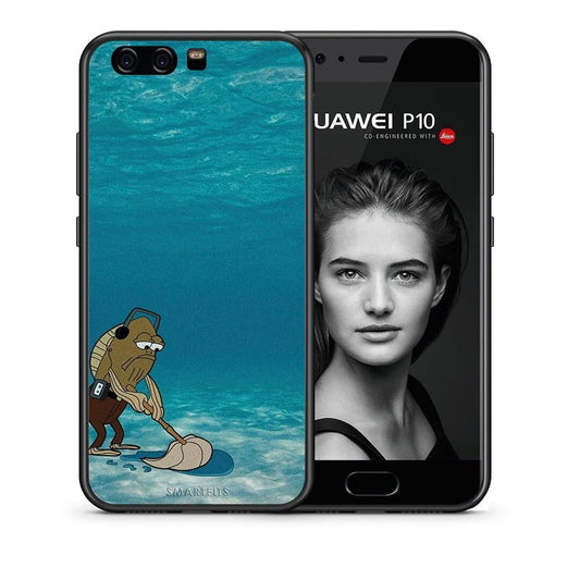 Θήκη Huawei P10 Clean The Ocean από τη Smartfits με σχέδιο στο πίσω μέρος και μαύρο περίβλημα | Huawei P10 Clean The Ocean case with colorful back and black bezels
