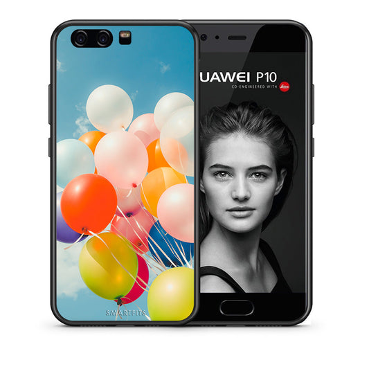 Θήκη Huawei P10 Lite Colorful Balloons από τη Smartfits με σχέδιο στο πίσω μέρος και μαύρο περίβλημα | Huawei P10 Lite Colorful Balloons case with colorful back and black bezels