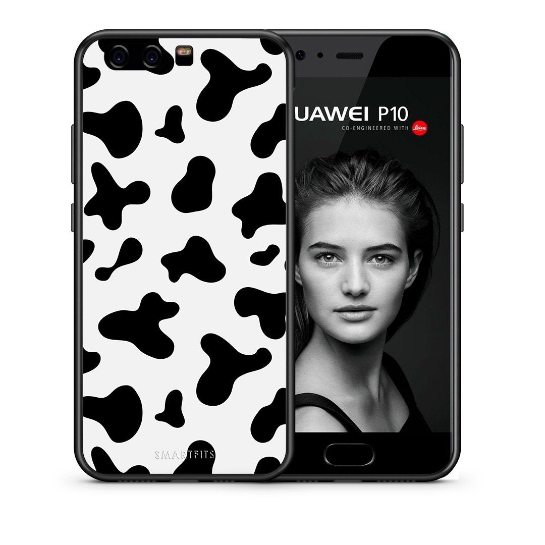 Θήκη Huawei P10 Lite Cow Print από τη Smartfits με σχέδιο στο πίσω μέρος και μαύρο περίβλημα | Huawei P10 Lite Cow Print case with colorful back and black bezels