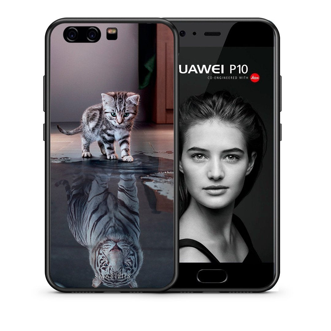 Θήκη Huawei P10 Tiger Cute από τη Smartfits με σχέδιο στο πίσω μέρος και μαύρο περίβλημα | Huawei P10 Tiger Cute case with colorful back and black bezels