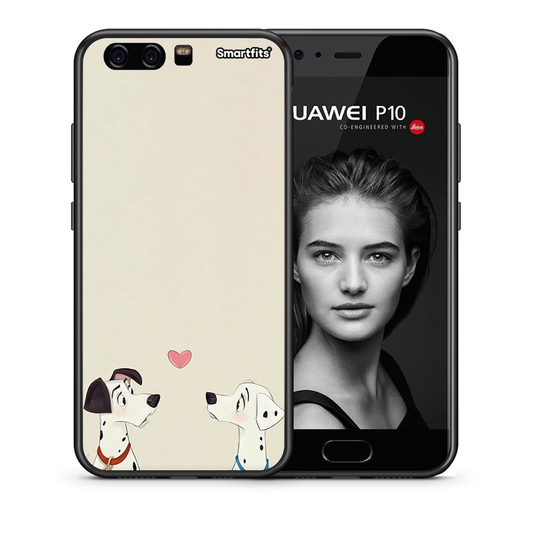 Θήκη Huawei P10 Lite Dalmatians Love από τη Smartfits με σχέδιο στο πίσω μέρος και μαύρο περίβλημα | Huawei P10 Lite Dalmatians Love case with colorful back and black bezels