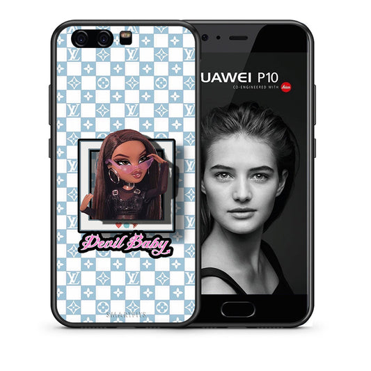 Θήκη Αγίου Βαλεντίνου Huawei P10 Devil Baby από τη Smartfits με σχέδιο στο πίσω μέρος και μαύρο περίβλημα | Huawei P10 Devil Baby case with colorful back and black bezels