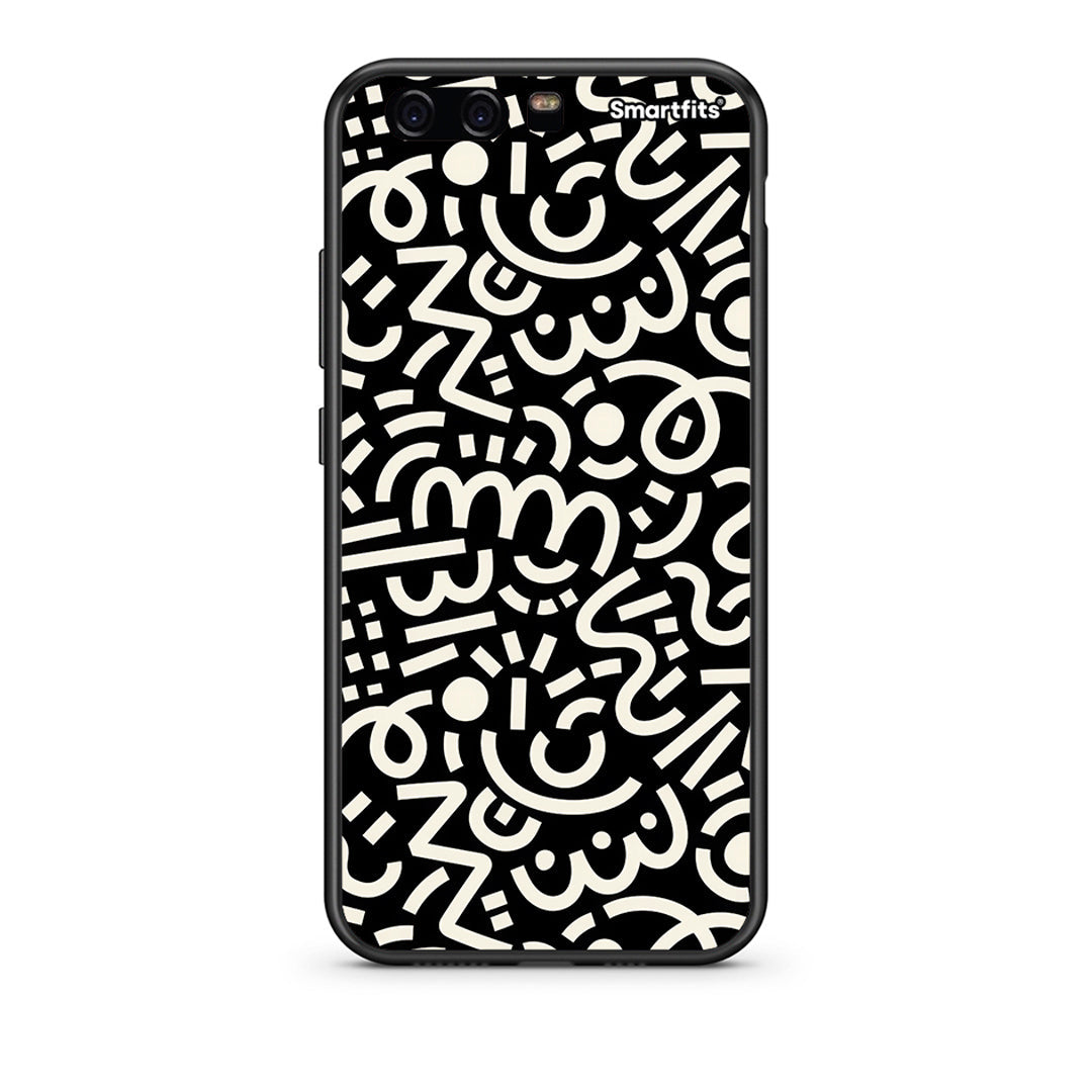 huawei p10 Doodle Art Θήκη από τη Smartfits με σχέδιο στο πίσω μέρος και μαύρο περίβλημα | Smartphone case with colorful back and black bezels by Smartfits