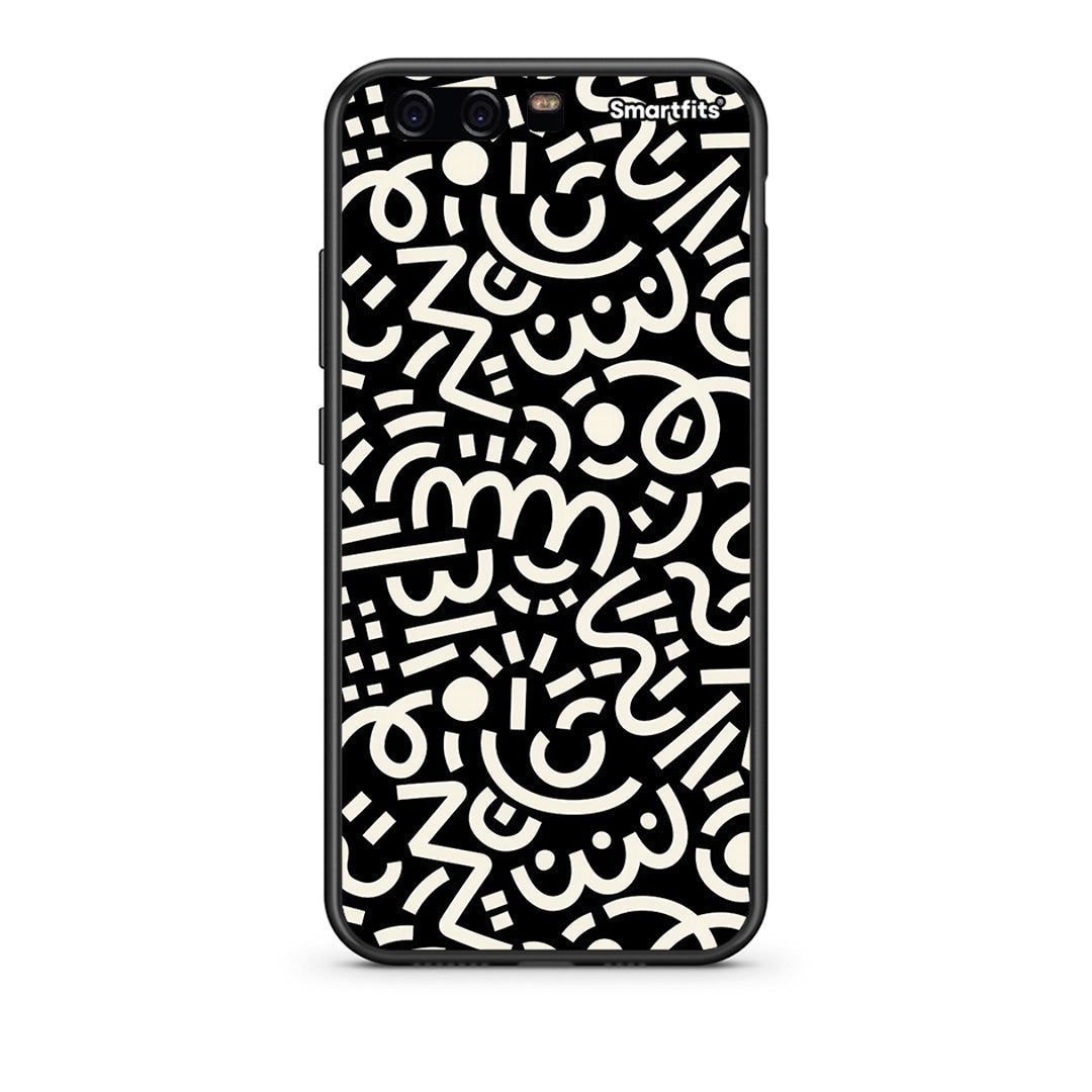 Huawei P10 Lite Doodle Art Θήκη από τη Smartfits με σχέδιο στο πίσω μέρος και μαύρο περίβλημα | Smartphone case with colorful back and black bezels by Smartfits