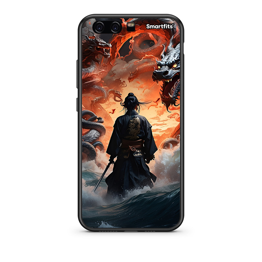 huawei p10 Dragons Fight θήκη από τη Smartfits με σχέδιο στο πίσω μέρος και μαύρο περίβλημα | Smartphone case with colorful back and black bezels by Smartfits