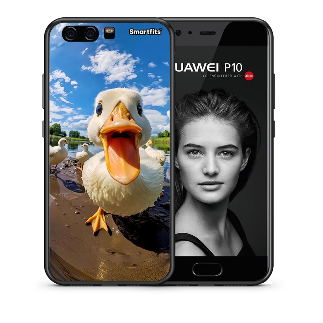 Θήκη Huawei P10 Lite Duck Face από τη Smartfits με σχέδιο στο πίσω μέρος και μαύρο περίβλημα | Huawei P10 Lite Duck Face case with colorful back and black bezels