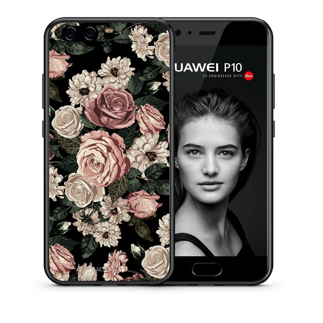 Θήκη Huawei P10 Lite Wild Roses Flower από τη Smartfits με σχέδιο στο πίσω μέρος και μαύρο περίβλημα | Huawei P10 Lite Wild Roses Flower case with colorful back and black bezels