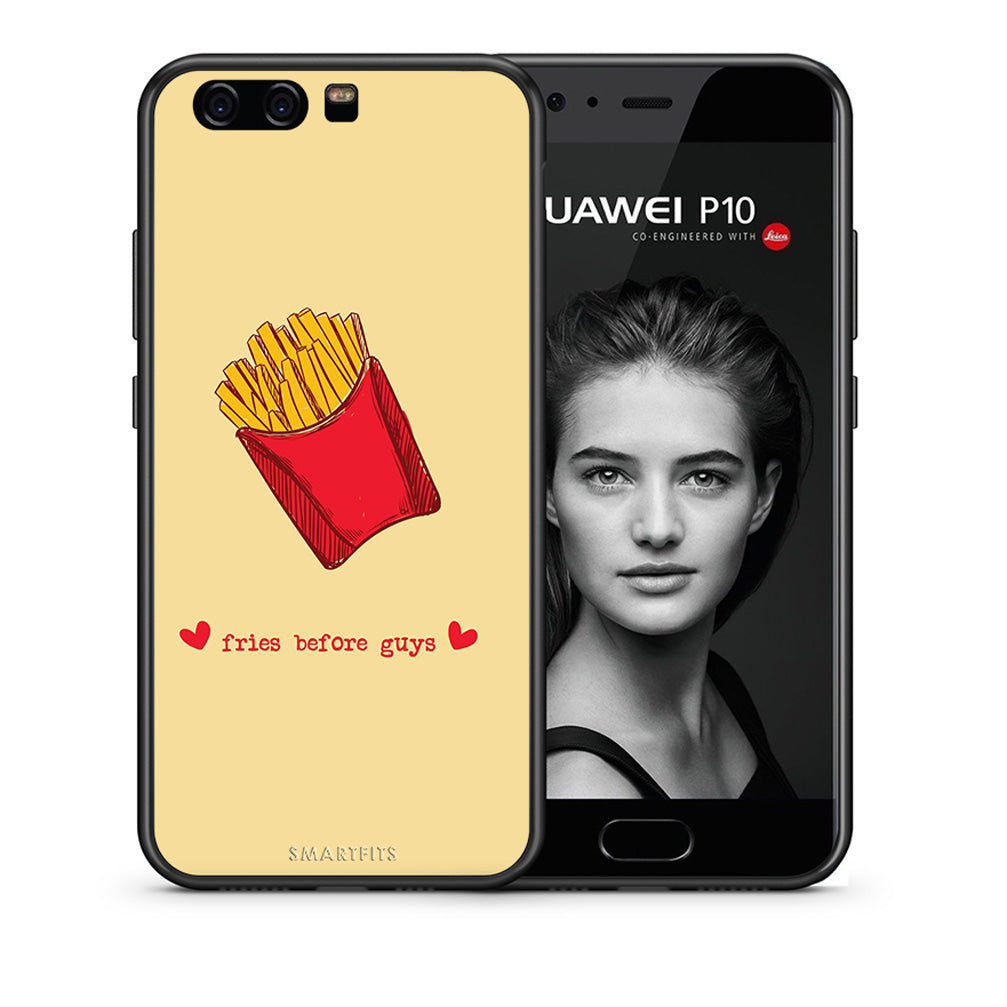 Θήκη Αγίου Βαλεντίνου Huawei P10 Fries Before Guys από τη Smartfits με σχέδιο στο πίσω μέρος και μαύρο περίβλημα | Huawei P10 Fries Before Guys case with colorful back and black bezels