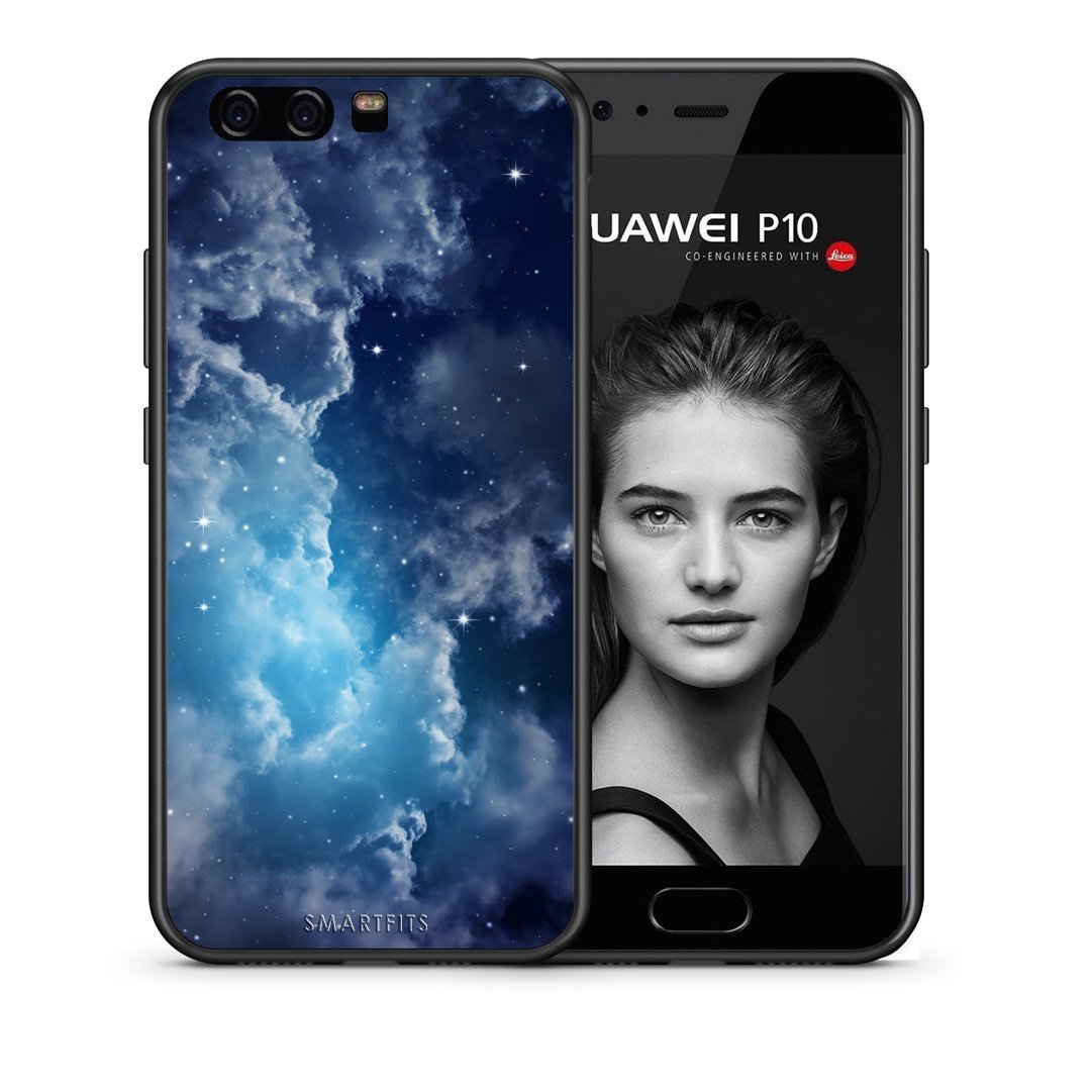 Θήκη Huawei P10 Lite Blue Sky Galaxy από τη Smartfits με σχέδιο στο πίσω μέρος και μαύρο περίβλημα | Huawei P10 Lite Blue Sky Galaxy case with colorful back and black bezels