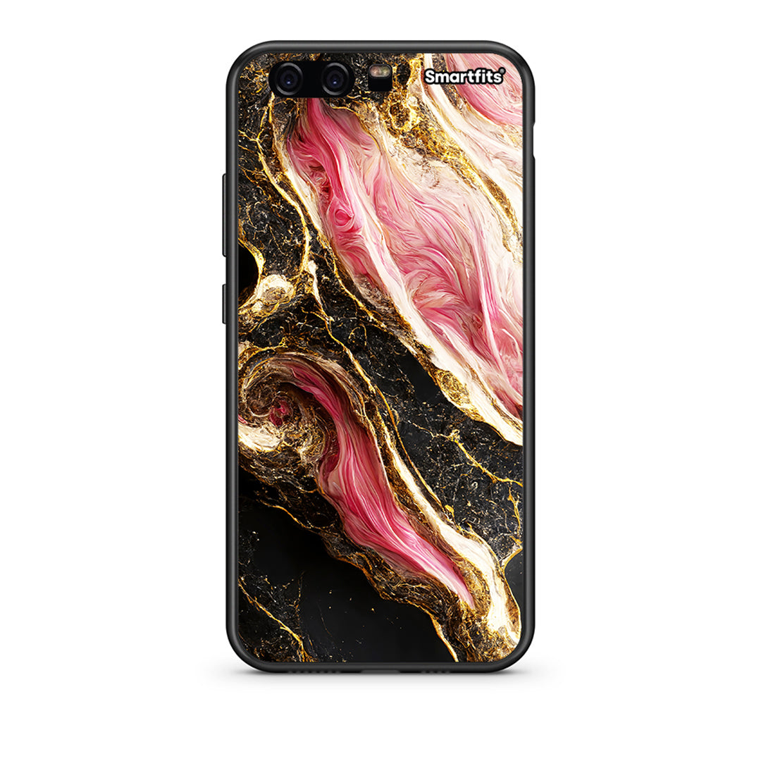 Huawei P10 Lite Glamorous Pink Marble θήκη από τη Smartfits με σχέδιο στο πίσω μέρος και μαύρο περίβλημα | Smartphone case with colorful back and black bezels by Smartfits