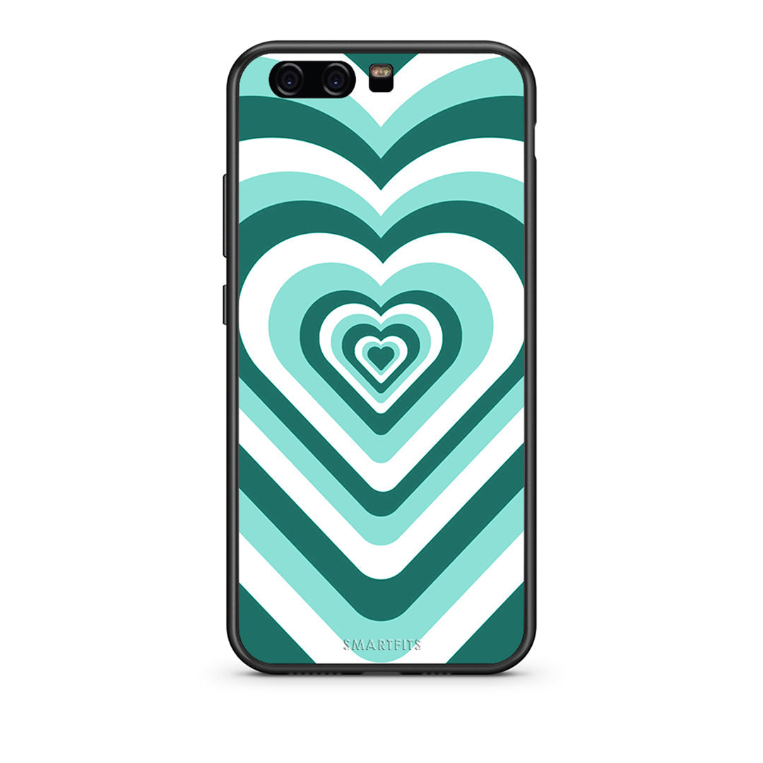 Huawei P10 Lite Green Hearts θήκη από τη Smartfits με σχέδιο στο πίσω μέρος και μαύρο περίβλημα | Smartphone case with colorful back and black bezels by Smartfits