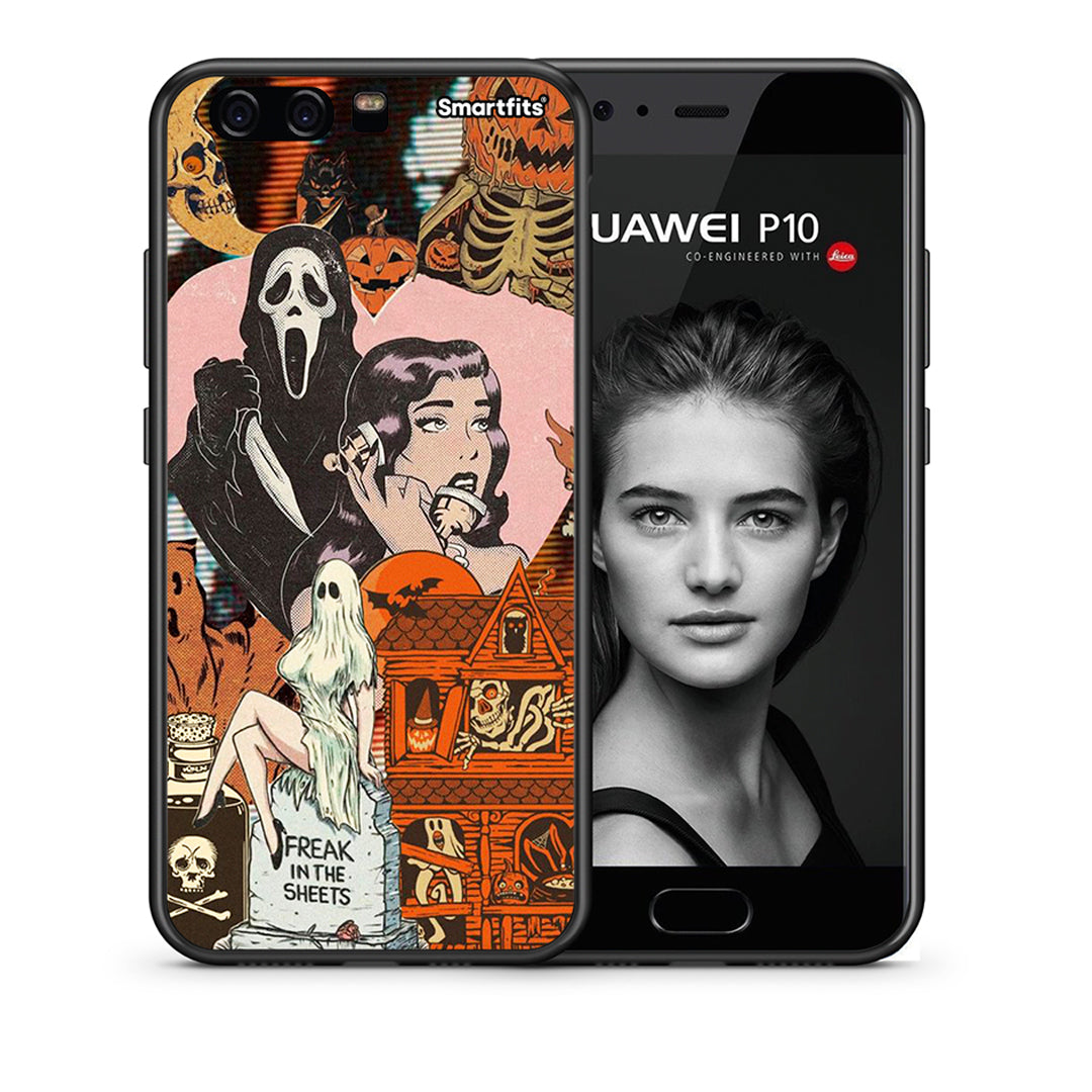 Θήκη Huawei P10 Halloween Collage από τη Smartfits με σχέδιο στο πίσω μέρος και μαύρο περίβλημα | Huawei P10 Halloween Collage case with colorful back and black bezels