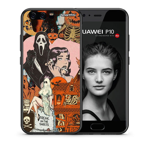 Θήκη Huawei P10 Halloween Collage από τη Smartfits με σχέδιο στο πίσω μέρος και μαύρο περίβλημα | Huawei P10 Halloween Collage case with colorful back and black bezels