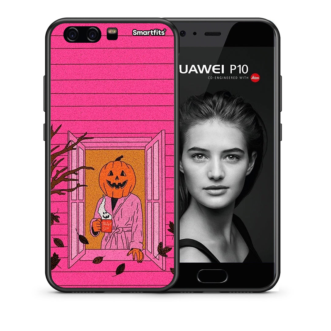 Θήκη Huawei P10 Lite Halloween Pumpkin Lady από τη Smartfits με σχέδιο στο πίσω μέρος και μαύρο περίβλημα | Huawei P10 Lite Halloween Pumpkin Lady case with colorful back and black bezels