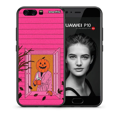 Θήκη Huawei P10 Lite Halloween Pumpkin Lady από τη Smartfits με σχέδιο στο πίσω μέρος και μαύρο περίβλημα | Huawei P10 Lite Halloween Pumpkin Lady case with colorful back and black bezels