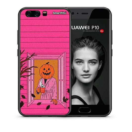 Θήκη Huawei P10 Lite Halloween Pumpkin Lady από τη Smartfits με σχέδιο στο πίσω μέρος και μαύρο περίβλημα | Huawei P10 Lite Halloween Pumpkin Lady case with colorful back and black bezels