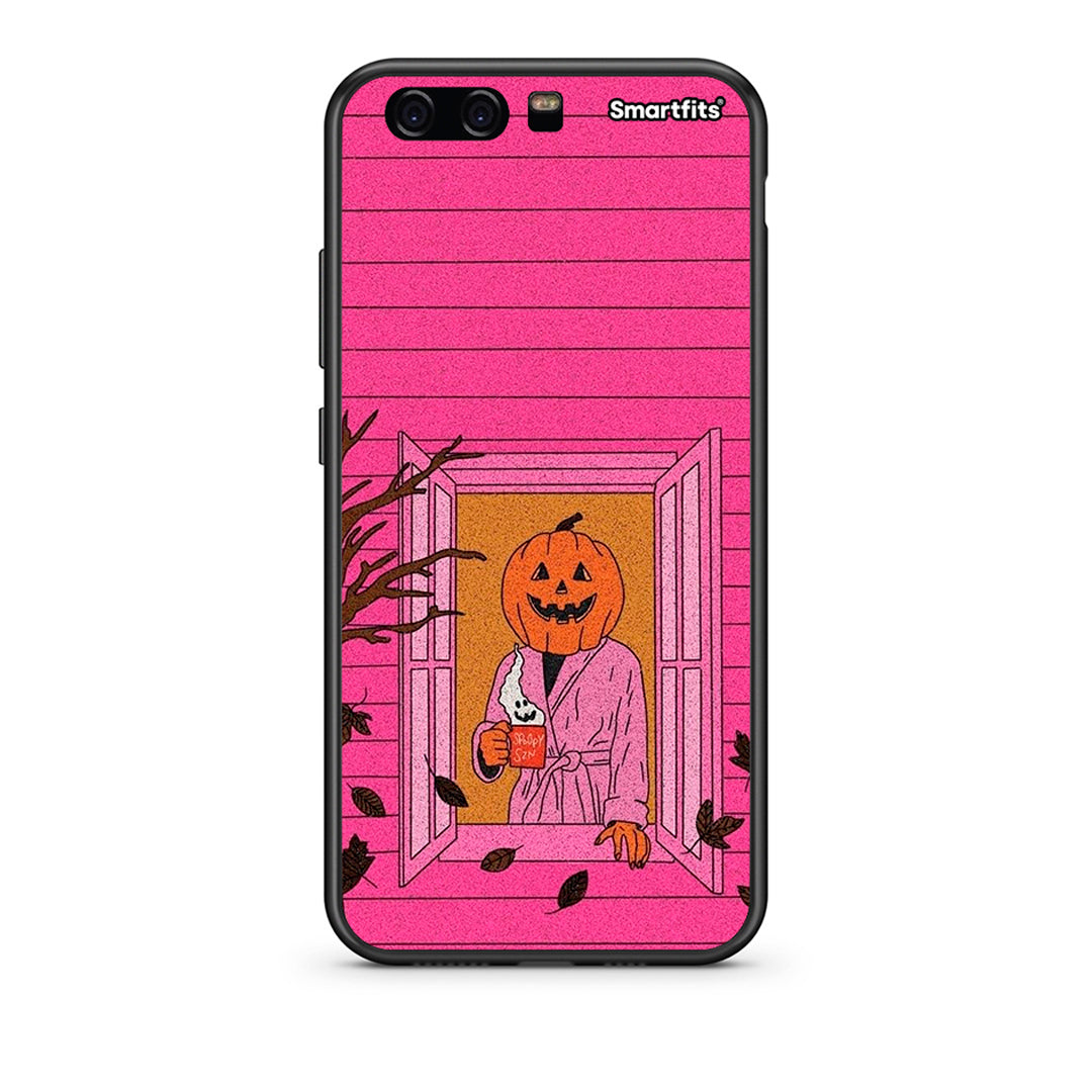 huawei p10 Halloween Pumpkin Lady Θήκη από τη Smartfits με σχέδιο στο πίσω μέρος και μαύρο περίβλημα | Smartphone case with colorful back and black bezels by Smartfits