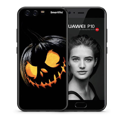 Θήκη Huawei P10 Halloween Scary Pumpkin από τη Smartfits με σχέδιο στο πίσω μέρος και μαύρο περίβλημα | Huawei P10 Halloween Scary Pumpkin case with colorful back and black bezels