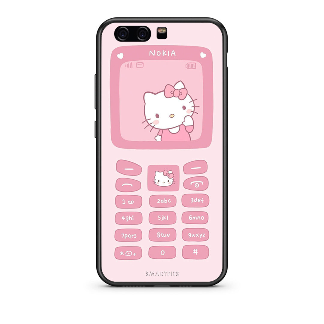 huawei p10 Hello Kitten Θήκη Αγίου Βαλεντίνου από τη Smartfits με σχέδιο στο πίσω μέρος και μαύρο περίβλημα | Smartphone case with colorful back and black bezels by Smartfits