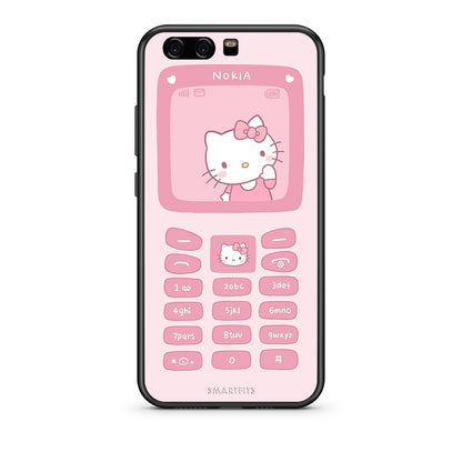 huawei p10 Hello Kitten Θήκη Αγίου Βαλεντίνου από τη Smartfits με σχέδιο στο πίσω μέρος και μαύρο περίβλημα | Smartphone case with colorful back and black bezels by Smartfits