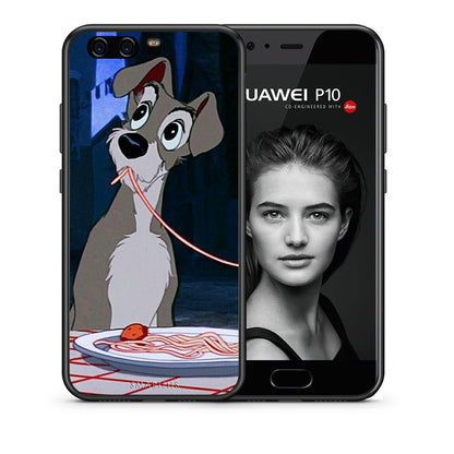 Θήκη Αγίου Βαλεντίνου Huawei P10 Lady And Tramp 1 από τη Smartfits με σχέδιο στο πίσω μέρος και μαύρο περίβλημα | Huawei P10 Lady And Tramp 1 case with colorful back and black bezels