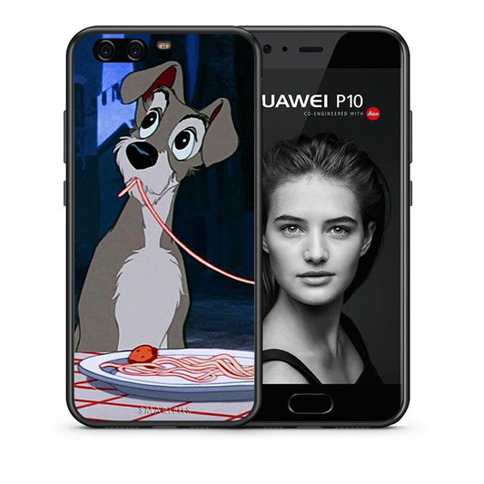 Θήκη Αγίου Βαλεντίνου Huawei P10 Lady And Tramp 1 από τη Smartfits με σχέδιο στο πίσω μέρος και μαύρο περίβλημα | Huawei P10 Lady And Tramp 1 case with colorful back and black bezels