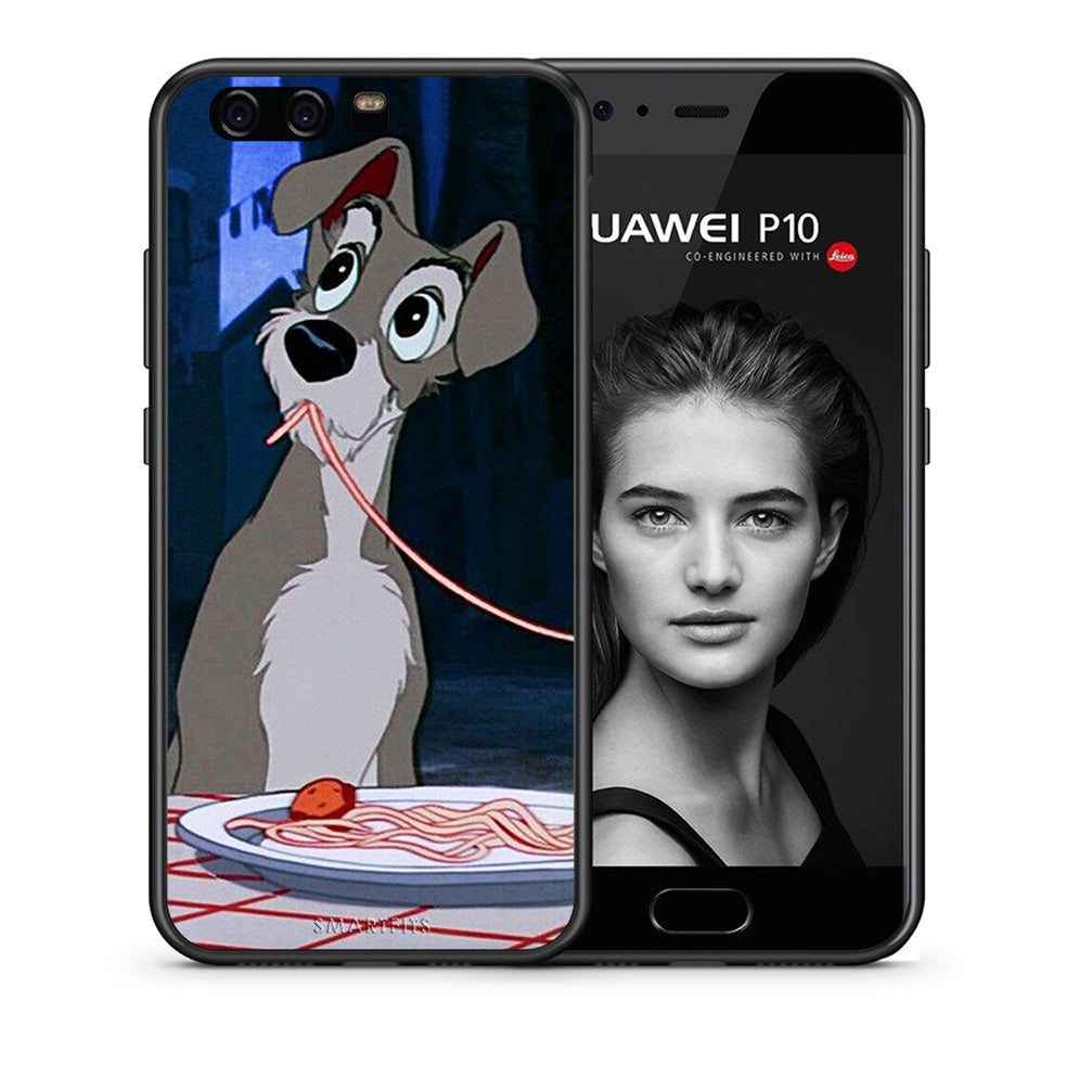 Θήκη Αγίου Βαλεντίνου Huawei P10 Lady And Tramp 1 από τη Smartfits με σχέδιο στο πίσω μέρος και μαύρο περίβλημα | Huawei P10 Lady And Tramp 1 case with colorful back and black bezels