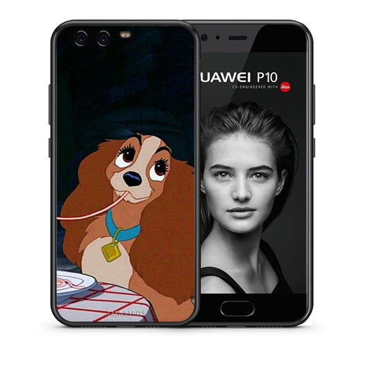 Θήκη Αγίου Βαλεντίνου Huawei P10 Lady And Tramp 2 από τη Smartfits με σχέδιο στο πίσω μέρος και μαύρο περίβλημα | Huawei P10 Lady And Tramp 2 case with colorful back and black bezels