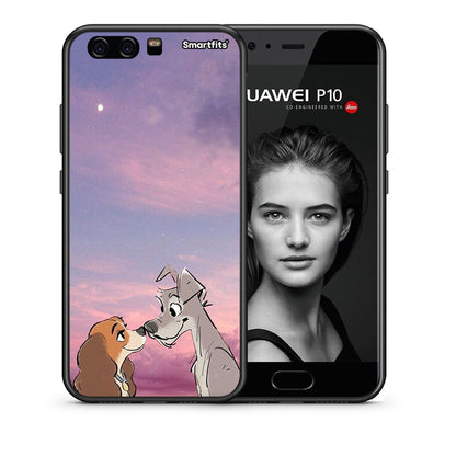 Θήκη Huawei P10 Lady And Tramp από τη Smartfits με σχέδιο στο πίσω μέρος και μαύρο περίβλημα | Huawei P10 Lady And Tramp case with colorful back and black bezels
