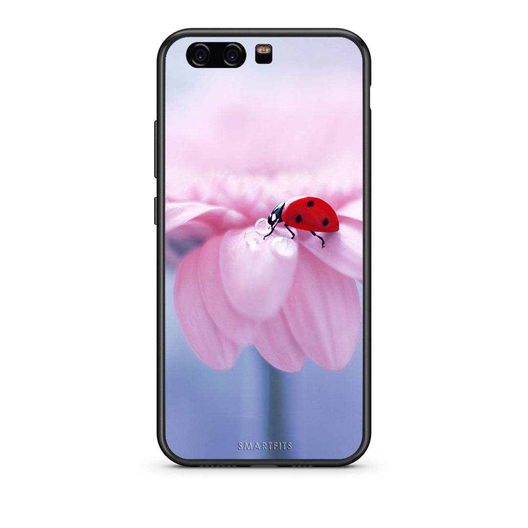 huawei p10 Ladybug Flower θήκη από τη Smartfits με σχέδιο στο πίσω μέρος και μαύρο περίβλημα | Smartphone case with colorful back and black bezels by Smartfits