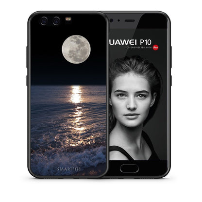 Θήκη Huawei P10 Moon Landscape από τη Smartfits με σχέδιο στο πίσω μέρος και μαύρο περίβλημα | Huawei P10 Moon Landscape case with colorful back and black bezels