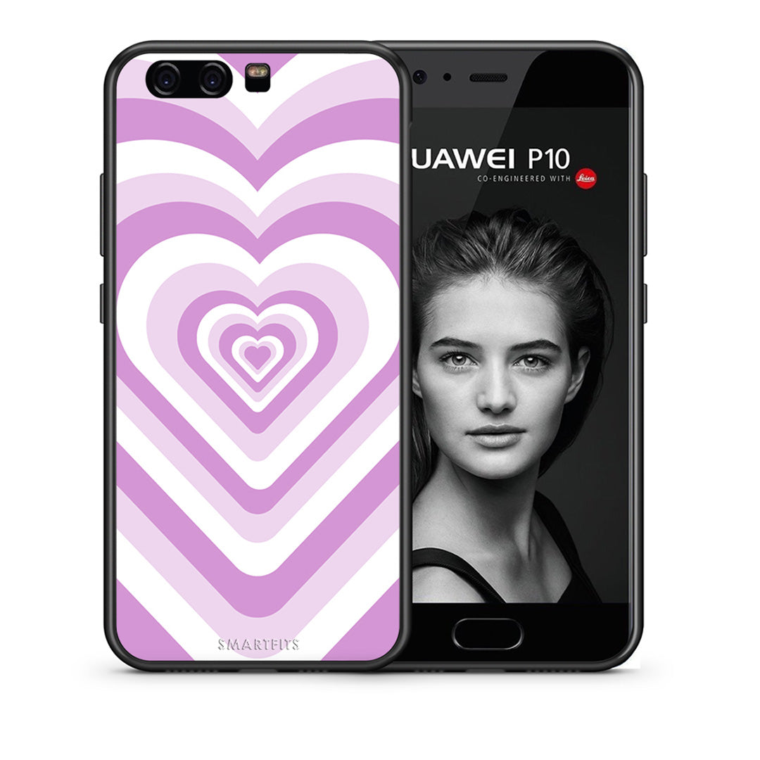 Θήκη Huawei P10 Lite Lilac Hearts από τη Smartfits με σχέδιο στο πίσω μέρος και μαύρο περίβλημα | Huawei P10 Lite Lilac Hearts case with colorful back and black bezels